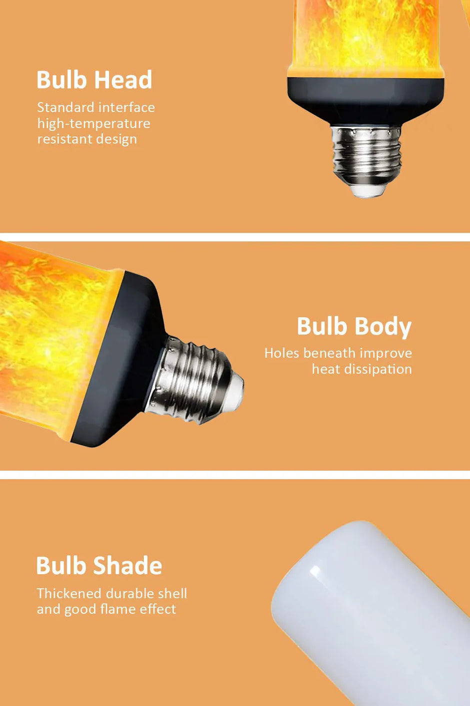 LED Dynamic flame effect light