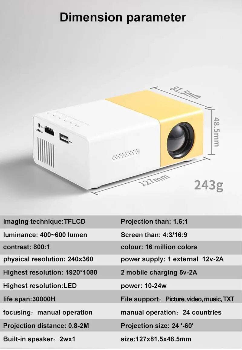 Mini HD 1080P Mobile Projector